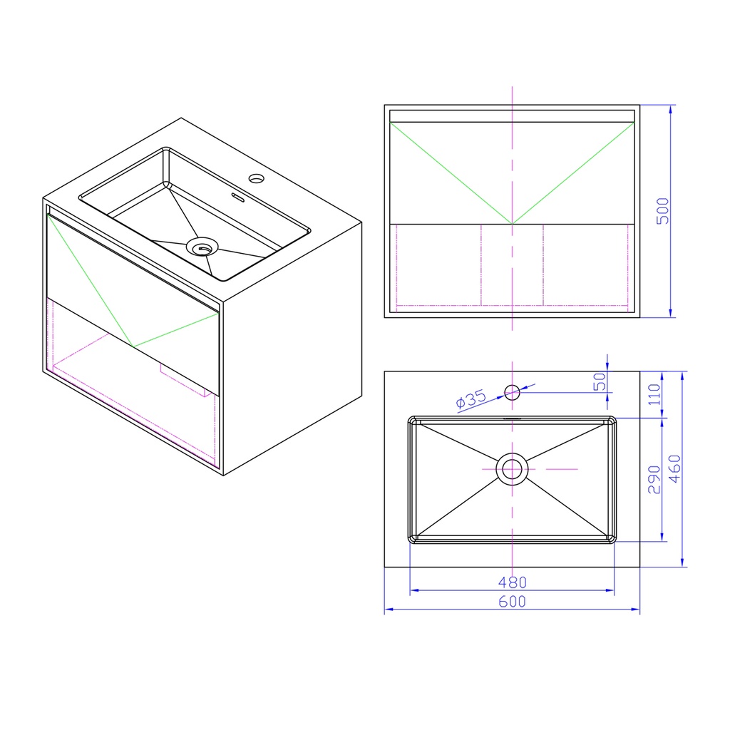 June Wall-Mounted Washbasin with Alcove TD