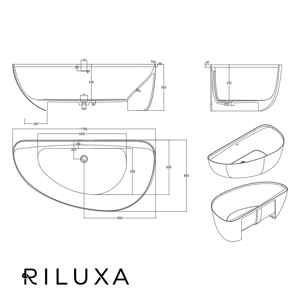 Meissa Freestanding Bathtub Left