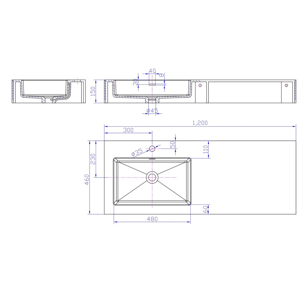 Ruta Plus Wall Hung Washbasin TD