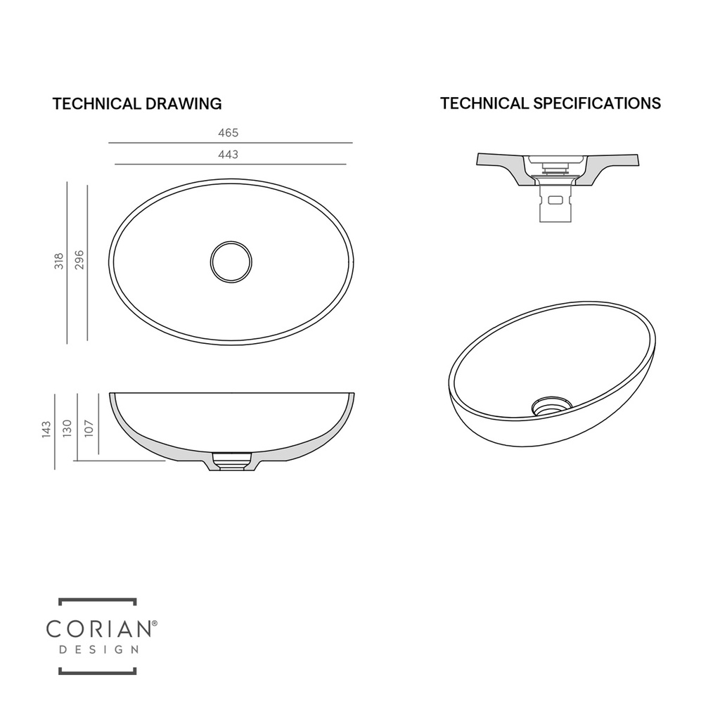 Ara Corian® Design Countertop Washbasin TD
