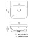 Hydra Corian® Design Wall Hung Washbasin 50 TD