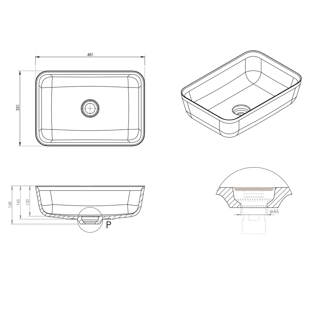 Nebula Corian® Design Countertop Washbasin 47 TD