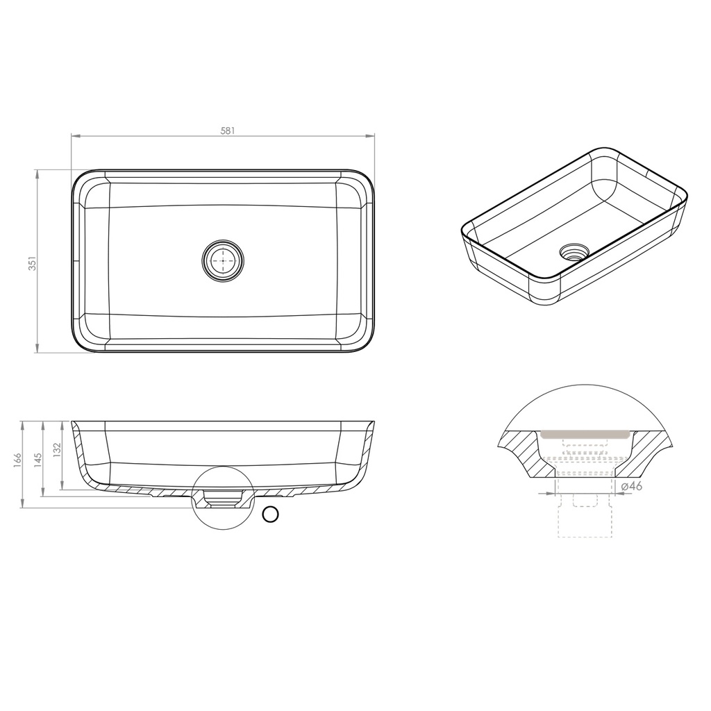 Nebula Corian® Design Countertop Washbasin 57 TD