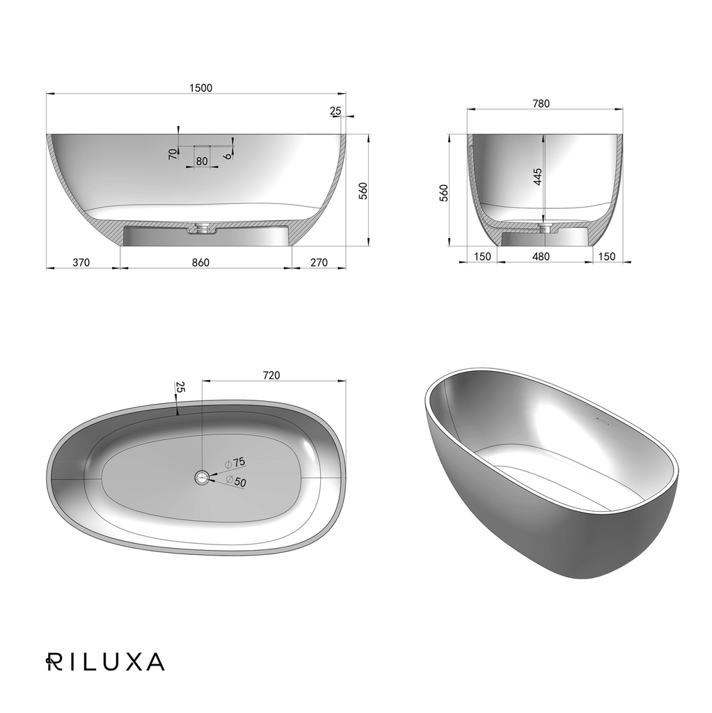 Toulouse Freestanding Bathtub 150 TD