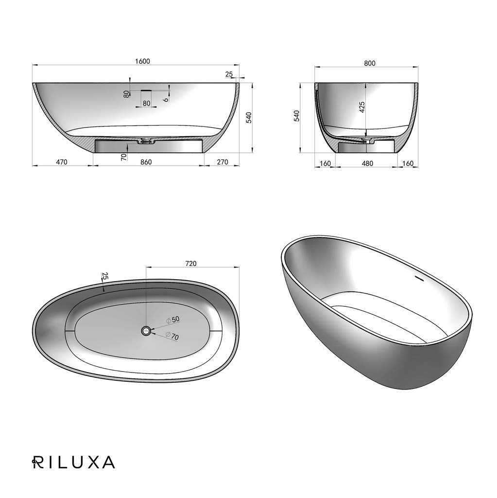 Toulouse Freestanding Bathtub 160 TD