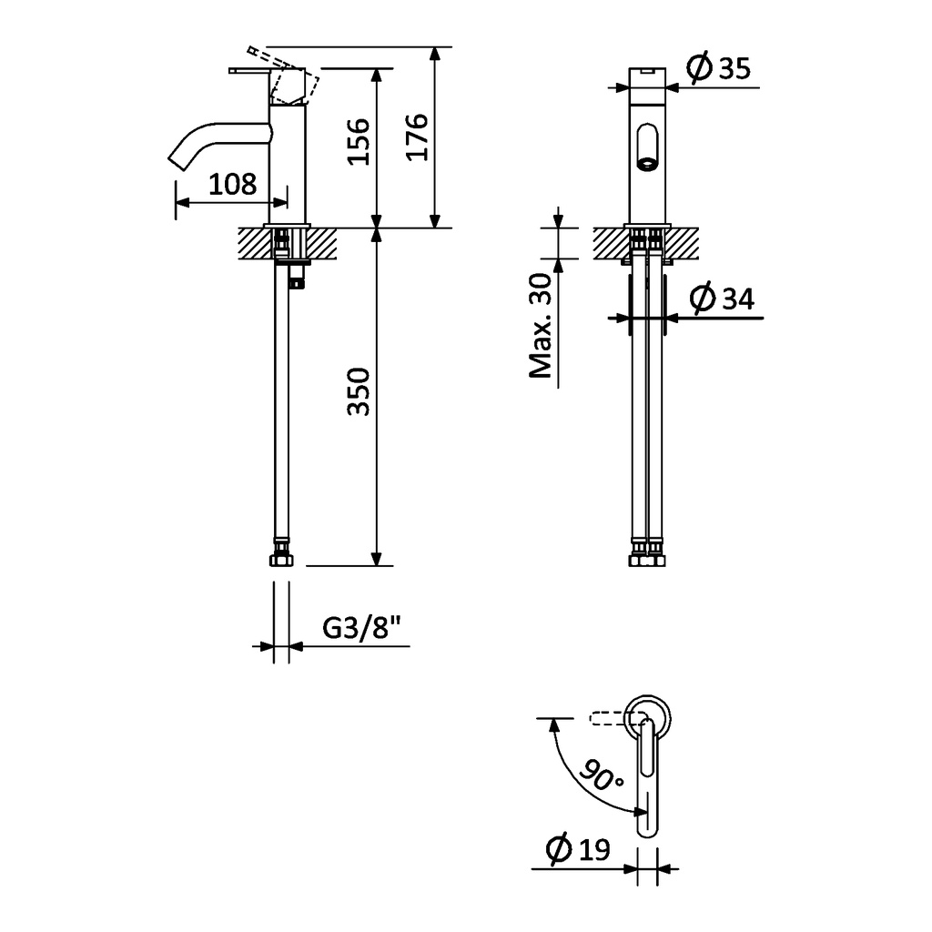Deck-Mounted Single Lever Washbasin Tap - 1670012 Bruma