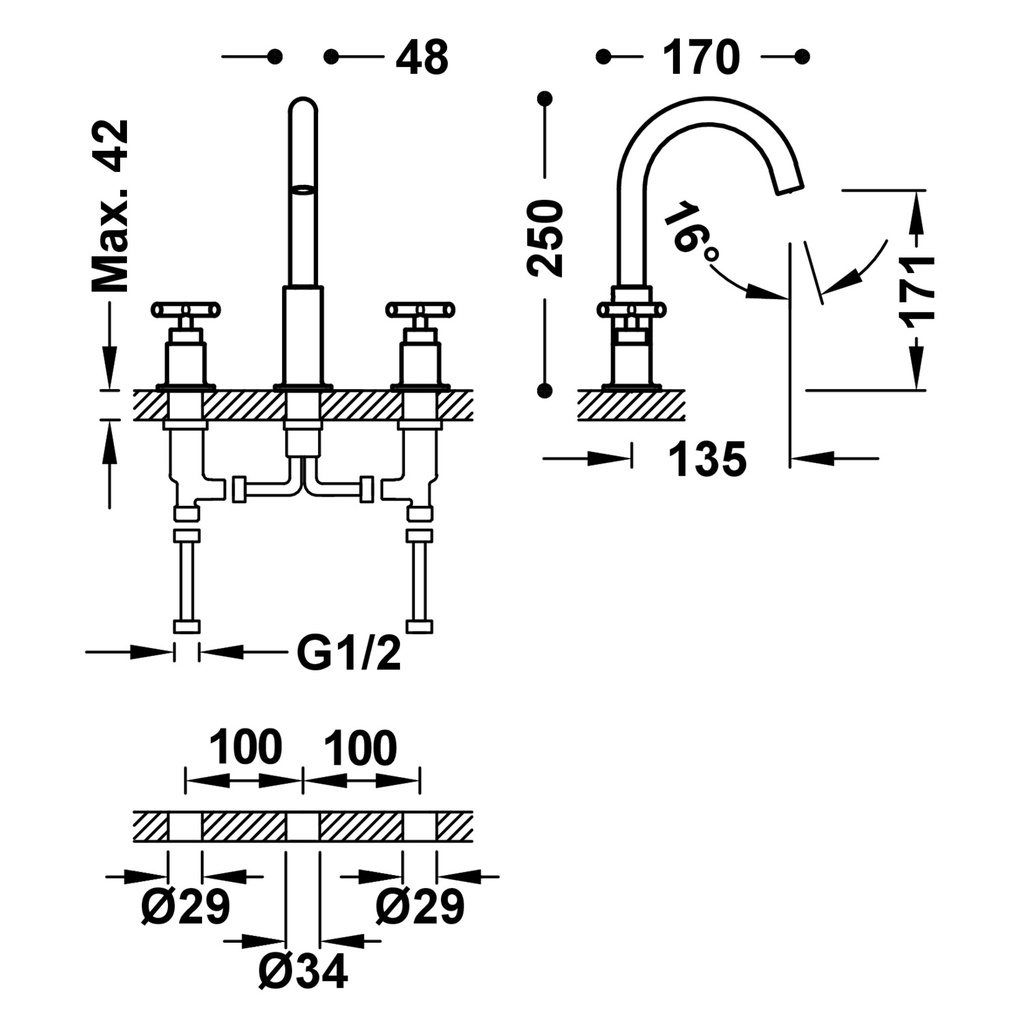 Deck-Mounted Washbasin Tap - 28310501 Tres TD