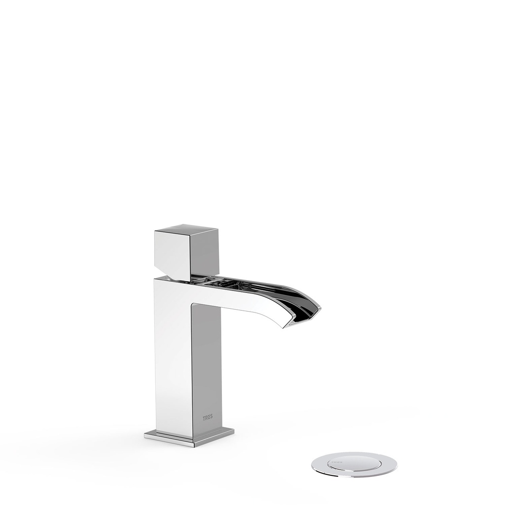 Cuadro Cascade Open Spout Basin Tap with Cube Handle - Tres CR DRAIN