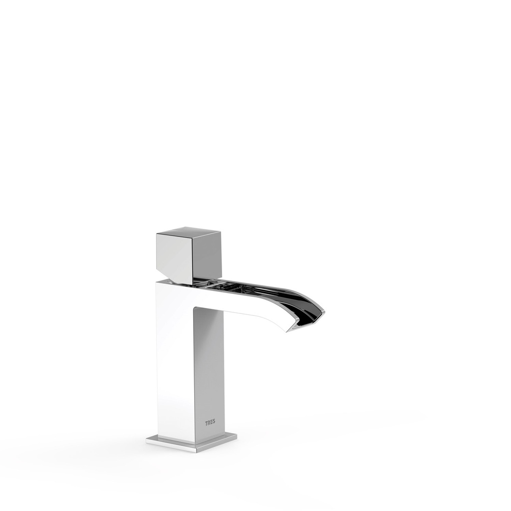 Cuadro Cascade Open Spout Basin Tap with Cube Handle - Tres BL