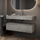 Gaia Corian Bathroom Cabinet 1 Drawer Ash Aggregate Slanted Side View