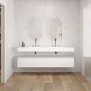 Gaia Corian Bathroom Cabinet 2 Aligned Drawers Glacier White Slanted Front View