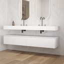 Gaia Corian Bathroom Cabinet 2 Aligned Drawers Glacier White Slanted Side View