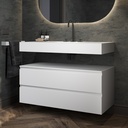 Gaia Corian Bathroom Cabinet 2 Stacked Drawers Glacier White Slanted Side View