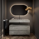 Gaia Corian Bathroom Cabinet 2 Stacked Drawers Ash Aggregate Slanted Front View