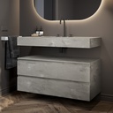Gaia Corian Bathroom Cabinet 2 Stacked Drawers Ash Aggregate Slanted Side View