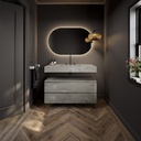 Gaia Corian Bathroom Cabinet 2 Stacked Drawers Ash Aggregate Slanted Overview