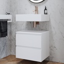 Gaia Corian Bathroom Cabinet 2 Stacked Drawers Mini Glacier White Slanted Side View