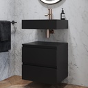 Gaia Corian Bathroom Cabinet 2 Stacked Drawers Mini Deep Nocturne Slanted Side View