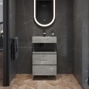 Gaia Corian Bathroom Cabinet 2 Stacked Drawers Mini Ash Aggregate Slanted Front View