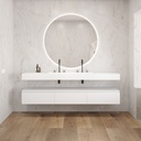 Gaia Corian Bathroom Cabinet 3 Aligned Drawers Glacier White Slanted Front View