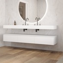 Gaia Corian Bathroom Cabinet 3 Aligned Drawers Glacier White Slanted Side View