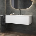 Gaia Corian Vanity Unit with Corian Basin 1 Drawer Glacier White Slanted Side View