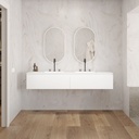 Gaia Corian Vanity Unit with Corian Basin 2 Aligned Drawers Luxe Size Glacier White Slanted Front View