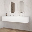 Gaia Corian Vanity Unit with Corian Basin 2 Aligned Drawers Luxe Size Glacier White Slanted Side View