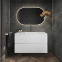 Gaia Corian Vanity Unit with Corian Basin 2 Stacked Drawers Glacier White Slanted Front View