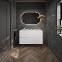 Gaia Corian Vanity Unit with Corian Basin 2 Stacked Drawers Glacier White Slanted Overview