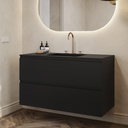 Gaia Corian Vanity Unit with Corian Basin 2 Stacked Drawer Deep Nocturne Slanted Side View