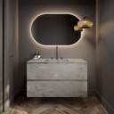 Gaia Corian Vanity Unit with Corian Basin 2 Stacked Drawer Ash Aggregate Slanted Front View