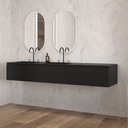 Gaia Corian Vanity Unit with Corian Basin 3 Aligned Drawers Luxe Size Deep Nocturne Slanted Side View