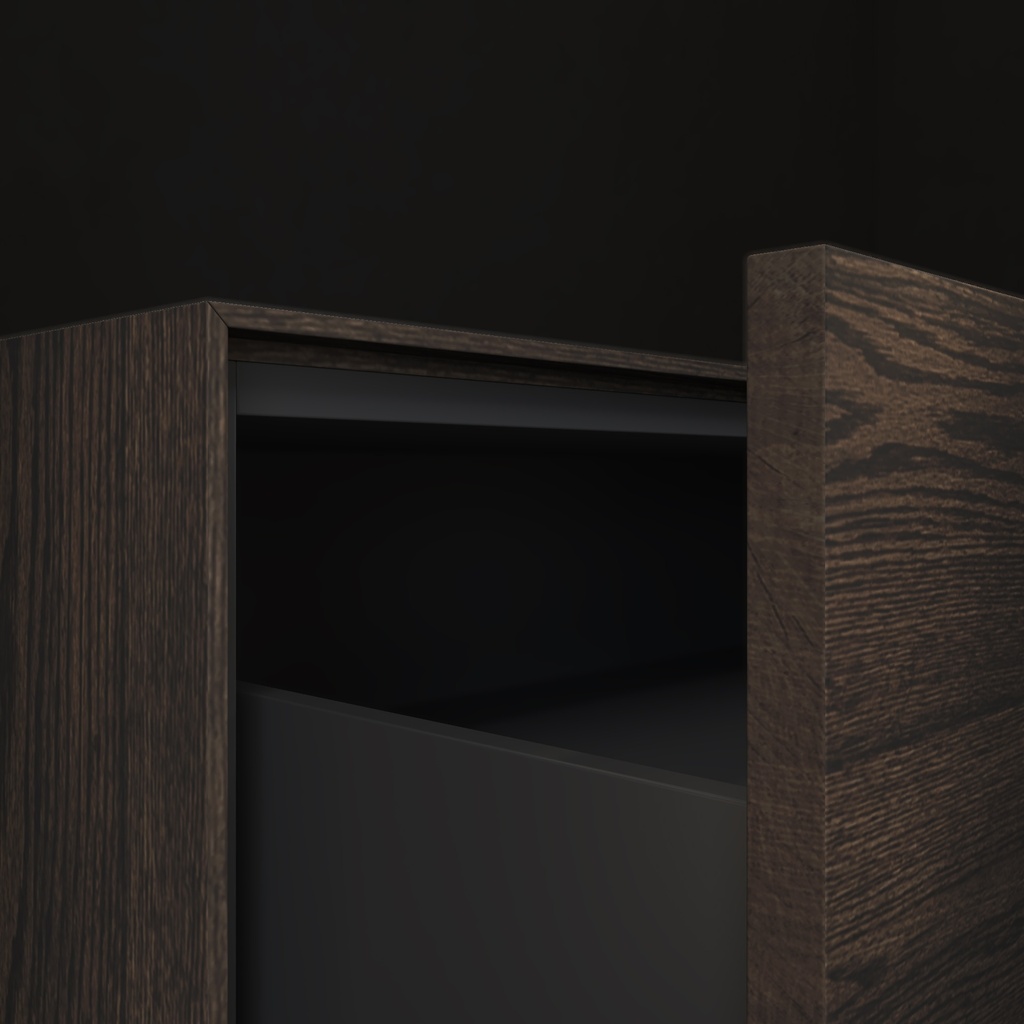 Gaia Wood Vanity Unit with Corian® Basin | 4 Drawers | Luxe Size Handle Detail Dark Push