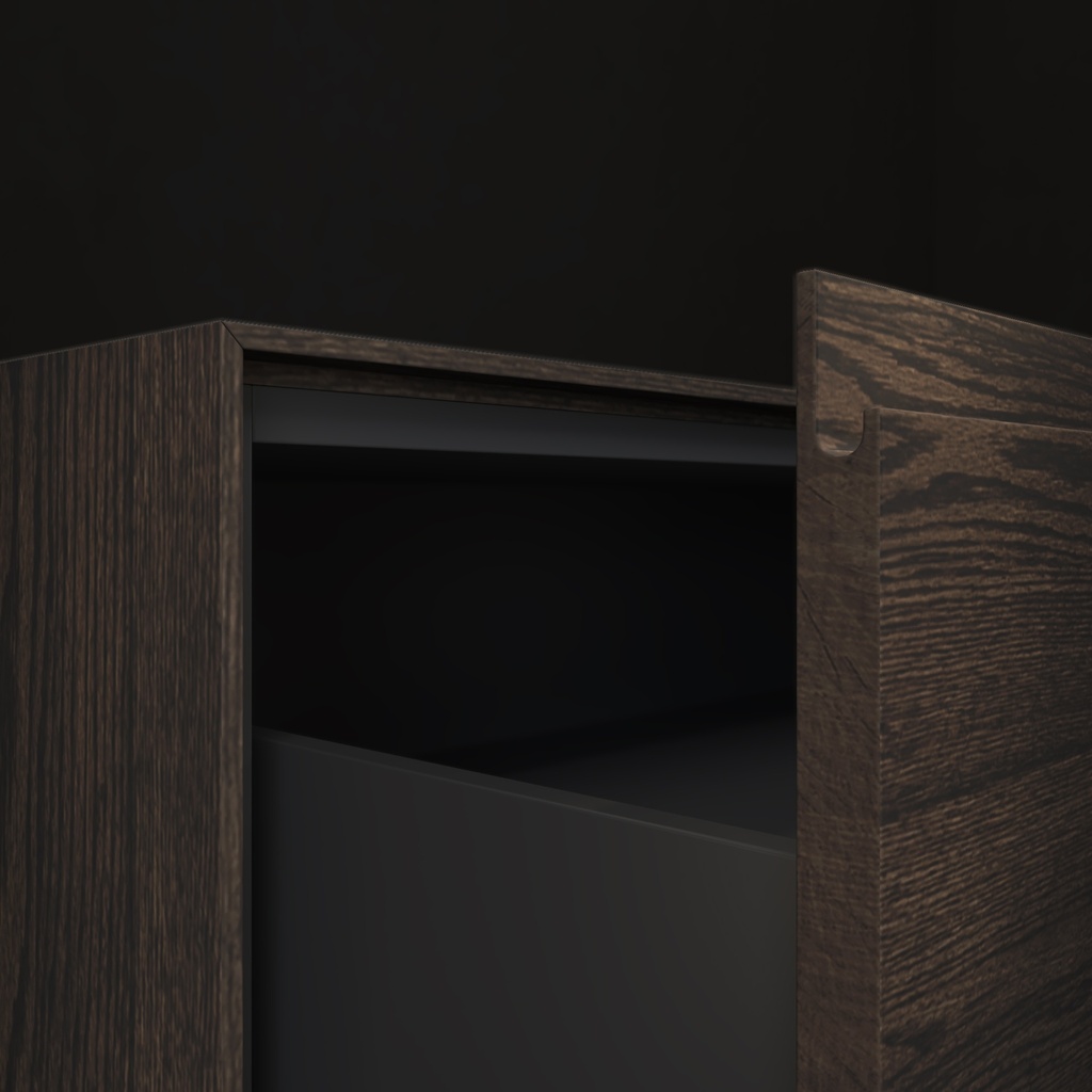 Gaia Wood Vanity Unit with Corian® Basin | 4 Drawers | Luxe Size Handle Detail Dark Standard