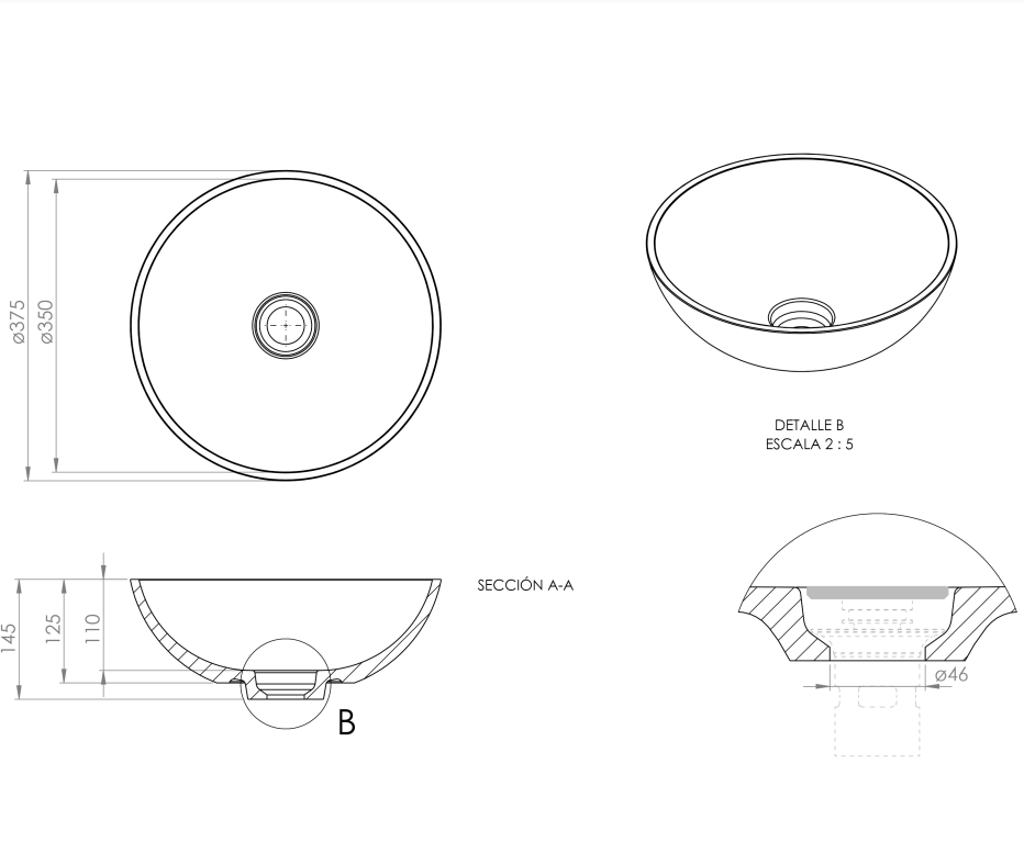 Rigel Corian® Countertop Washbasin TD