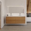 Gaia Wood Edge Vanity Unit with Corian® Basin 4 Drawers Luxe Size Pure Std Front View