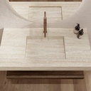 Cassiopeia Slim Marble Single Wall-Hung Washbasin Travertine  Top View