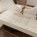 Hatysa Slim Marble Single Wall-Hung Washbasin Travertine Side View