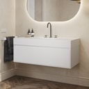 Gaia Classic Edge Vanity Unit with Corian Basin 1 Drawer White Std handle Side View 12cm