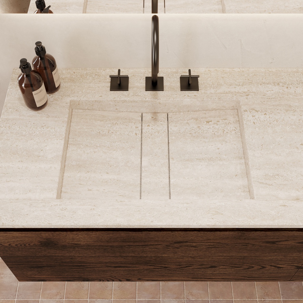 Hatysa Marble Double Vanity Top Travertine Top