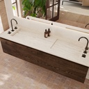 Perseus Marble Double Vanity Top Travertine Side