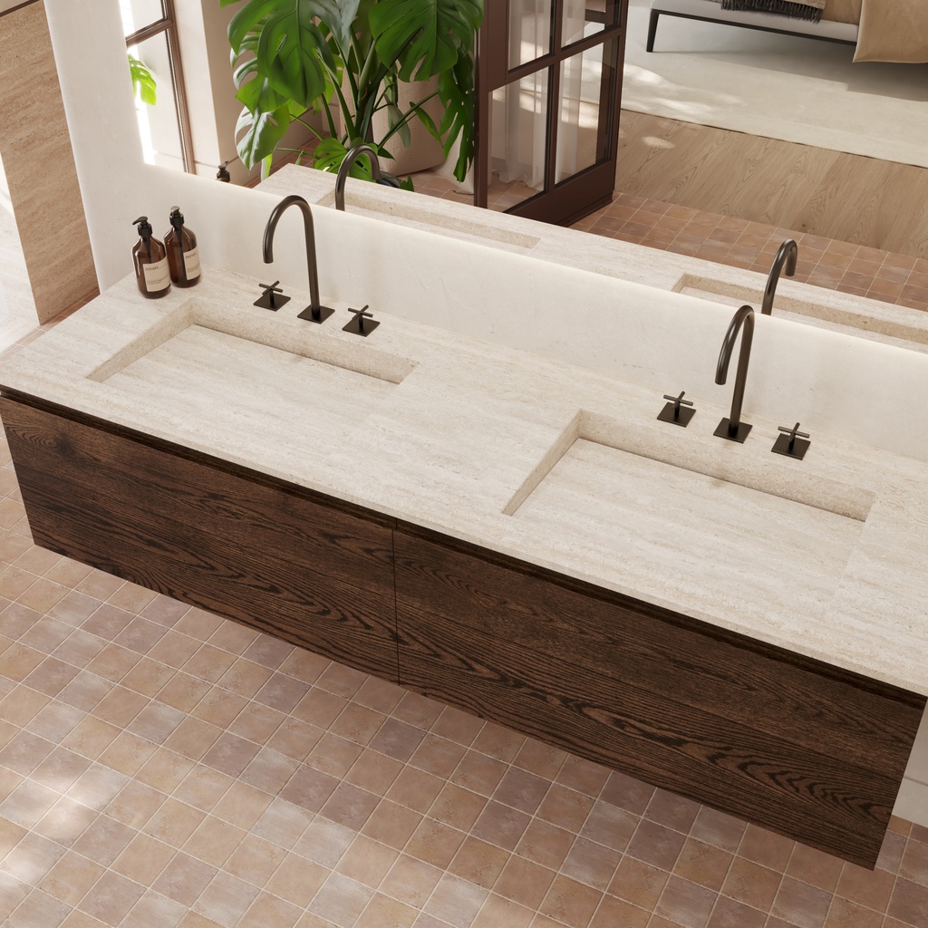 Sagitta Marble Double Vanity Top Travertine Side