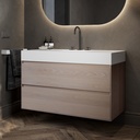 Gaia Wood Edge Vanity Unit with Corian Basin 2 Stacked Drawers Light Std handle Side View 12cm