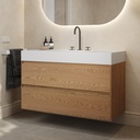 Gaia Wood Edge Vanity Unit with Corian Basin 2 Stacked Drawers Pure Std handle Side View 12cm