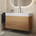 Gaia Wood Edge Vanity Unit with Corian Basin 2 Stacked Drawers Pure Push Side View 12cm