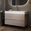 Gaia Wood Vanity Unit with Corian Basin 2 Stacked Drawers Light Std handle Side View 12cm