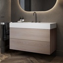 Gaia Wood Vanity Unit with Corian Basin 2 Stacked Drawers Light Push Side View 12cm