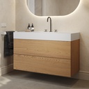 Gaia Wood Vanity Unit with Corian Basin 2 Stacked Drawers Pure Push Side View 12cm