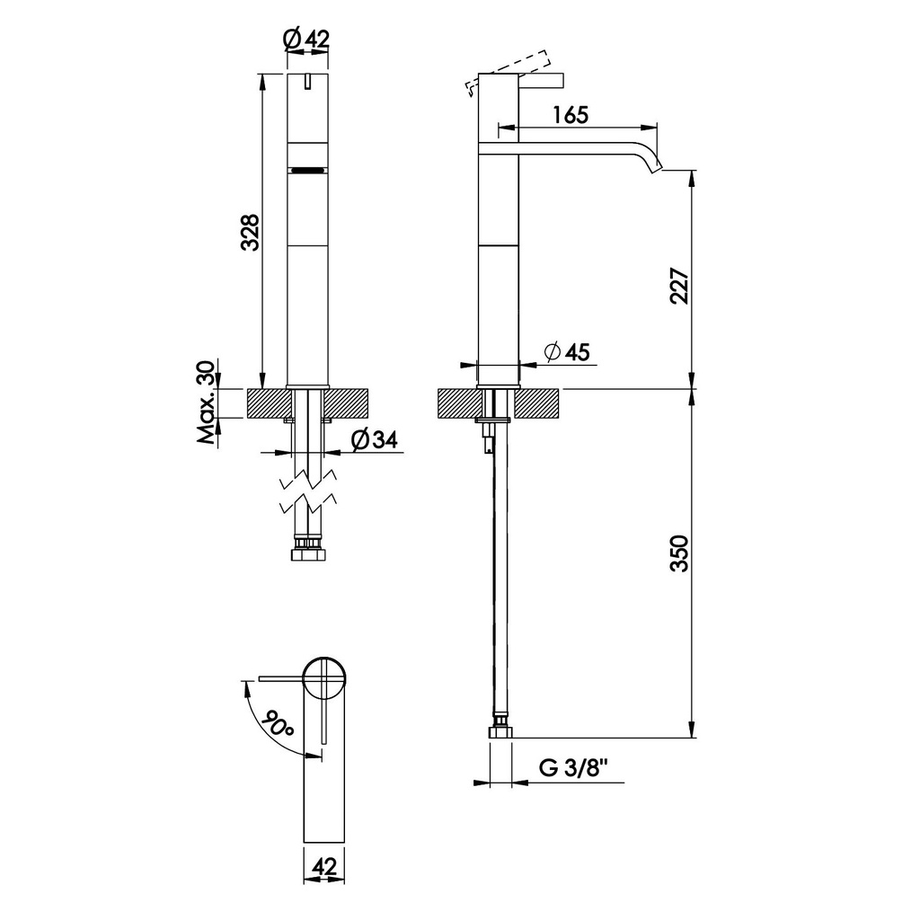 Breeze Deck-Mounted Washbasin Tap with Drain - 1680003 Bruma TD